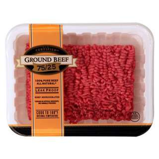 Ground Beef 75/25 All Natural 100% Pure Beef 16 oz. product details 