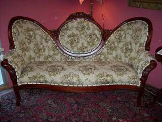 VICTORIAN PARLOR SET 2 MATCHING SETTEES CARVED ROSES OUTSTANDING 
