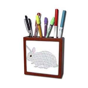   Bunny Rabbit Drawing   Tile Pen Holders 5 inch tile pen holder Office