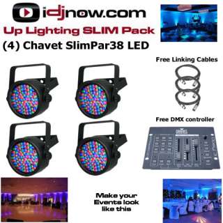 CHAUVET SLIMPAR38 LED LIGHTING 4 PACK OBEY3 CONTROLLER & CABLES SLIM 