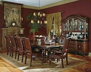CHERRY DINING ROOM TABLE LEATHER CHAIRS FURNITURE SET  