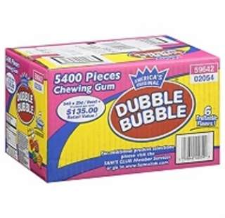 Dubble Bubble Tab Chewing Gum 5400   6 Flavors  