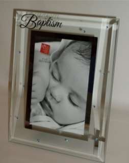 Glass Baptism Photo Frame/Baby Boy Christening Gift   