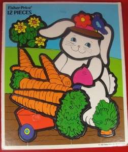 Vintage 1992 Fisher Price Frame Tray Easter Bunny Carrots Jigsaw 