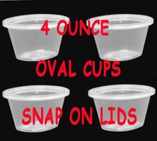 50   4 OZ OVAL PLASTIC CUPS/SNAP LIDS/CONTAINER *NEW*  