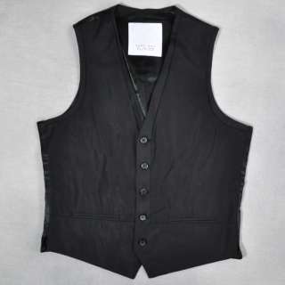 ZARA MAN Mens Wool Vest / Waistcoat L Black NWOT  