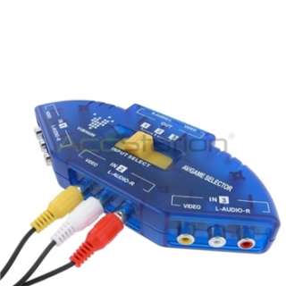 Blue 3 to 1 Composite AV Signal Switch With RCA AV Cable M/M 3Ft 