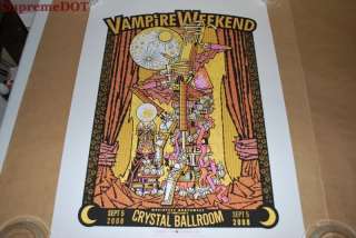   BURWELL Vampire Weekend Tour Portland 08 S/N Concert Poster  
