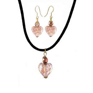   Extension Chain and Matching Earrings ~ Peach, Clear and Copper