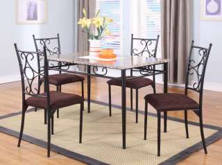  Marble Vinyl Top Dining Room Kitchen Table and 4 Chairs ~New~  