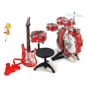  Kids Drum set 11 Pcs. with Rock n Roll Kareokee Microphone 
