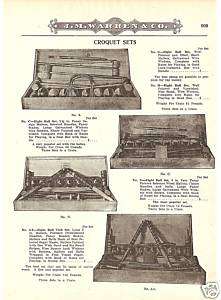 CROQUET SET ANTIQUE CATALOG AD 1919  