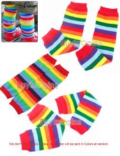 Pair Baby Child Toddler Leg Warmer Cover Rainbow Socks  