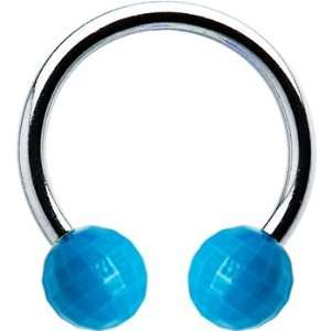  Blue Neon Disco Ball Horseshoe Circular Barbell Jewelry