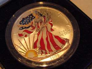 1999 Painted American Eagle Silver Dollar 1 Troy oz  