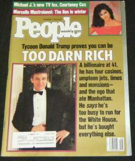 DONALD TRUMP, COURTNEY COX In People December 7, 1987  