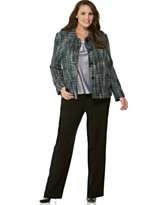 JM Collection Plus Size Boucle Jacket, Charmeuse Tank & Pull On Pants