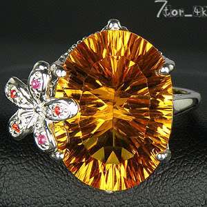 30.05 CT. YELLOW CITRINE STERLING SILVER 925 RING SIZE 7.00  