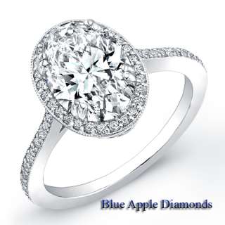 00 ct Oval Cut Diamond Anniversary Engagement Ring GIA 18k White 