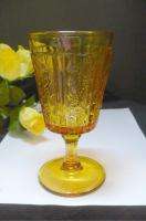 RARE EAPG AMBER BRAZIL PANELLED DAISY GOBLET GLASS  