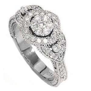  .79CT Pave Cluster Diamond Ring 14K Gold Jewelry