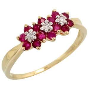 14k Gold Floral Cluster Ring, w/ 0.60 Total Carat Weight Brilliant Cut 