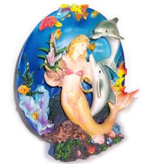 3D Mermaid / Dolphins   Under The Sea Decor Plaque NEW  