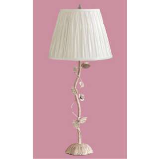 NEW 1 Light Leaf Table Lamp, Cream White, Faux Silk Fabric, Laura 