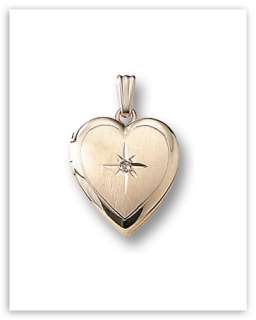 14K Gold Filled Heart Locket w/ Diamond   14mm   Made in USA  