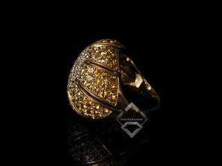 Damiani 18K YG Micro Pave Diamond Gold Sapphire Ring  