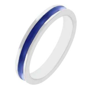   Sapphire Enamel Silver Tone Costume Ring (Size 5,6,7,8,9,10) Jewelry