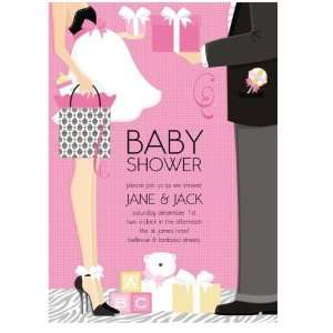  Classic Couple Baby Shower Invitation   Pink Baby