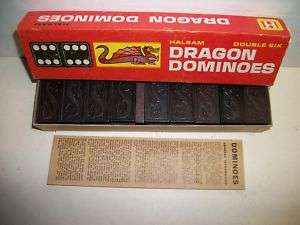 28 Vintage Halsam Dragon Dominoes, Double Six  
