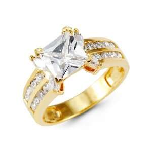    14k Yellow Gold Marquise Round Princess CZ Crown Ring Jewelry