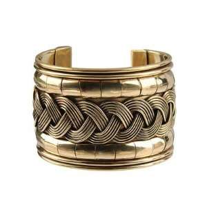  Gold Braided Metal Cuff Bracelet 
