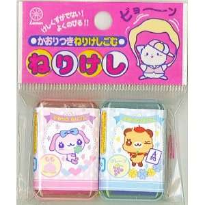  2 cute dog bear scented erasers from Japan kawaii Toys 
