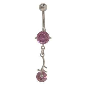  Dangling Purple Jewel Belly Button Ring Jewelry