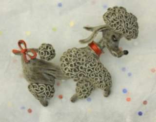 Darling Gerrys Pewter Tone Gray Poodle Dog Brooch Pin Vintage  