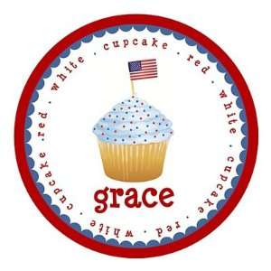  Red White and Blue Cupcake Personalized Melamine Plate 