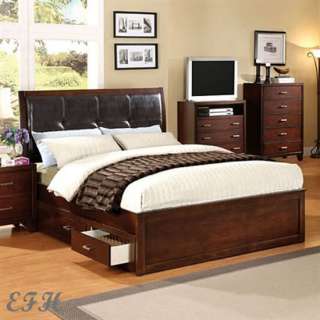 ENRICO IV CHERRY WOOD CONTEMPORARY BED UNDERBED DRAWERS  
