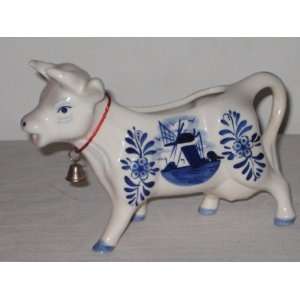  Delft Porcelain Cow Creamer Pitcher   Hand Painted Blue 