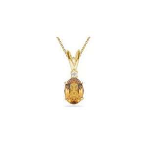   10 Cts Diamond & 4.67 Cts Citrine Pendant in 14K Yellow Gold Jewelry