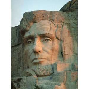 Abraham Lincolns Face on Mount Rushmore National Monument Stretched 