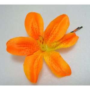  Small Bright Orange Lily Bobby Pin 