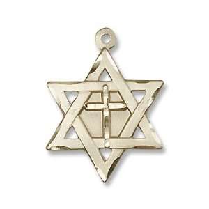 14K Gold Star of David with Cross Medal Star Of David W/ Cross Patron 