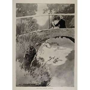  1908 Print James Montgomery Flagg Lovers Bridge NICE 