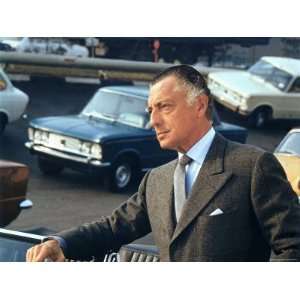  President of Fiat Gianni Agnelli Standing with Cars in 