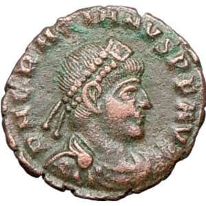  GRATIAN 367AD Authentic Ancient Roman Coin Chi Rho Labarum 
