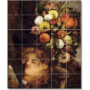 Gustave Courbet Flowers Wall Tile Mural 17  30x36 using (30) 6x6 