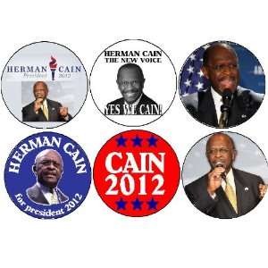  Set of 6 HERMAN CAIN 1.25 Pinback Buttons   president 